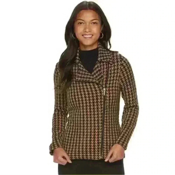Chaps Jackets & Blazers - Chaps Houndstooth Moto Jacket